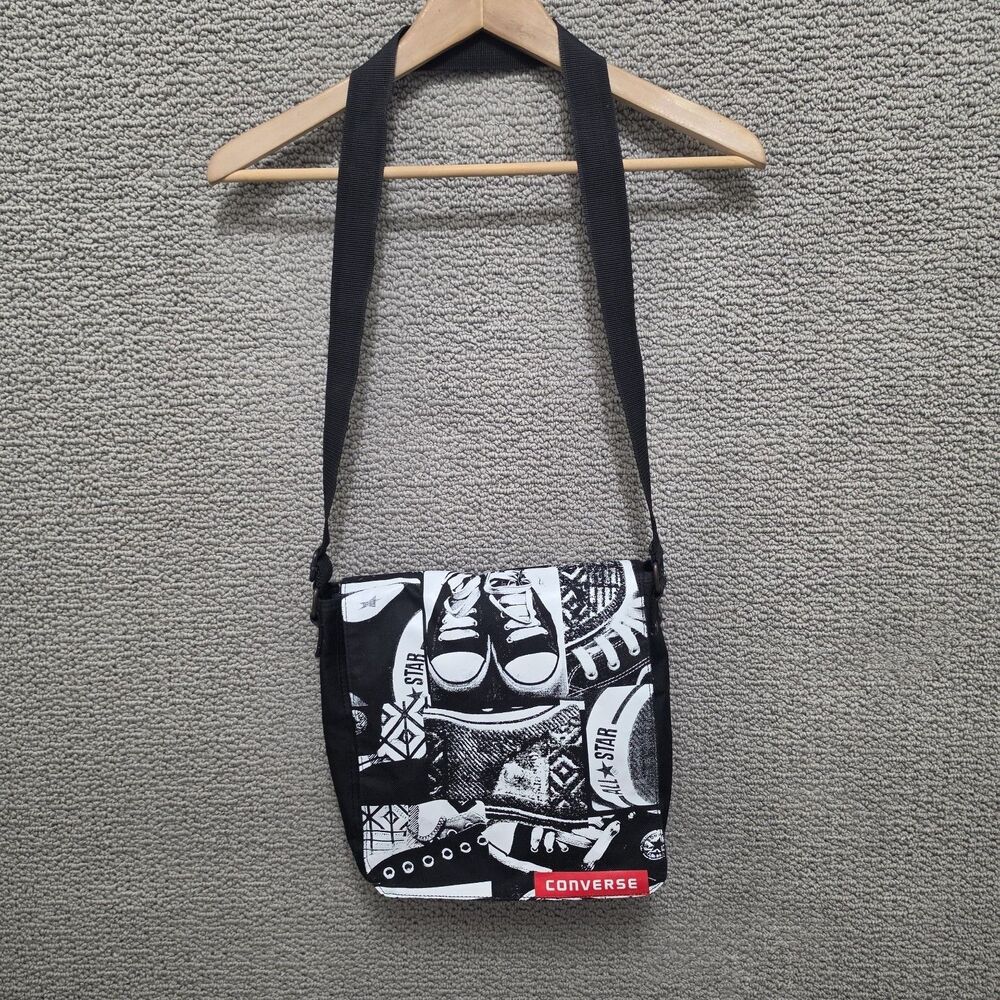 CONVERSE UNISEX Black White All Star Sneaker Print Messenger Bag